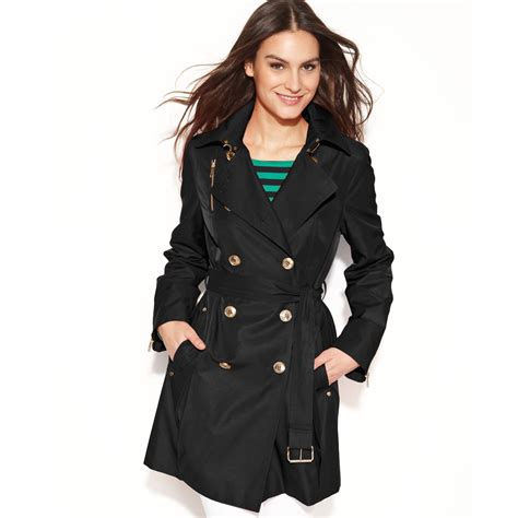 michael kors black wool trench coat|Michael Kors trench coat women.